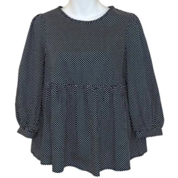 Who What Wear black and white polkadot print peplum baby doll top- size small - Picture 1 of 3